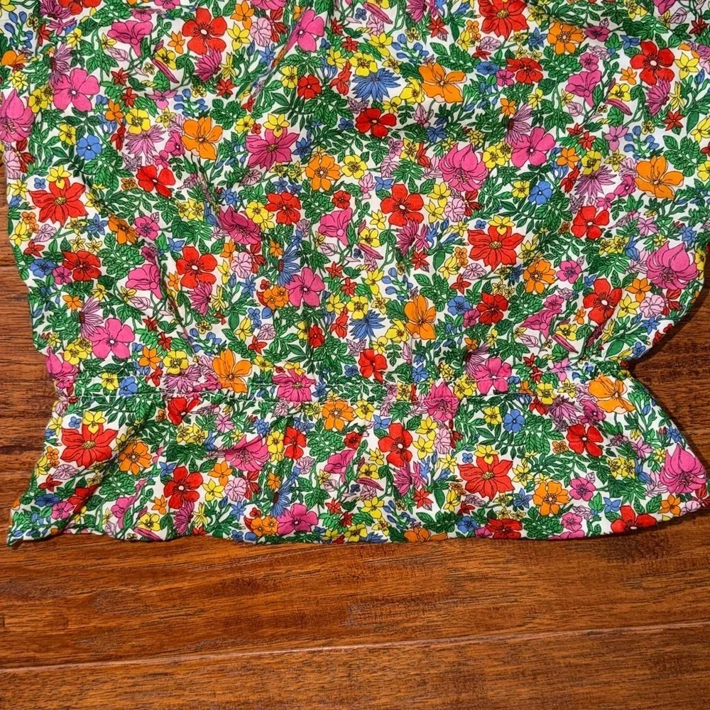 Crewcuts JCrew Girls' gathered-waist crop top in floral, size medium